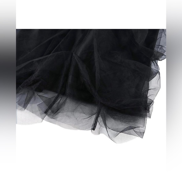Women's Mesh Long A-Line Skirt - Black - Picture 2 of 4